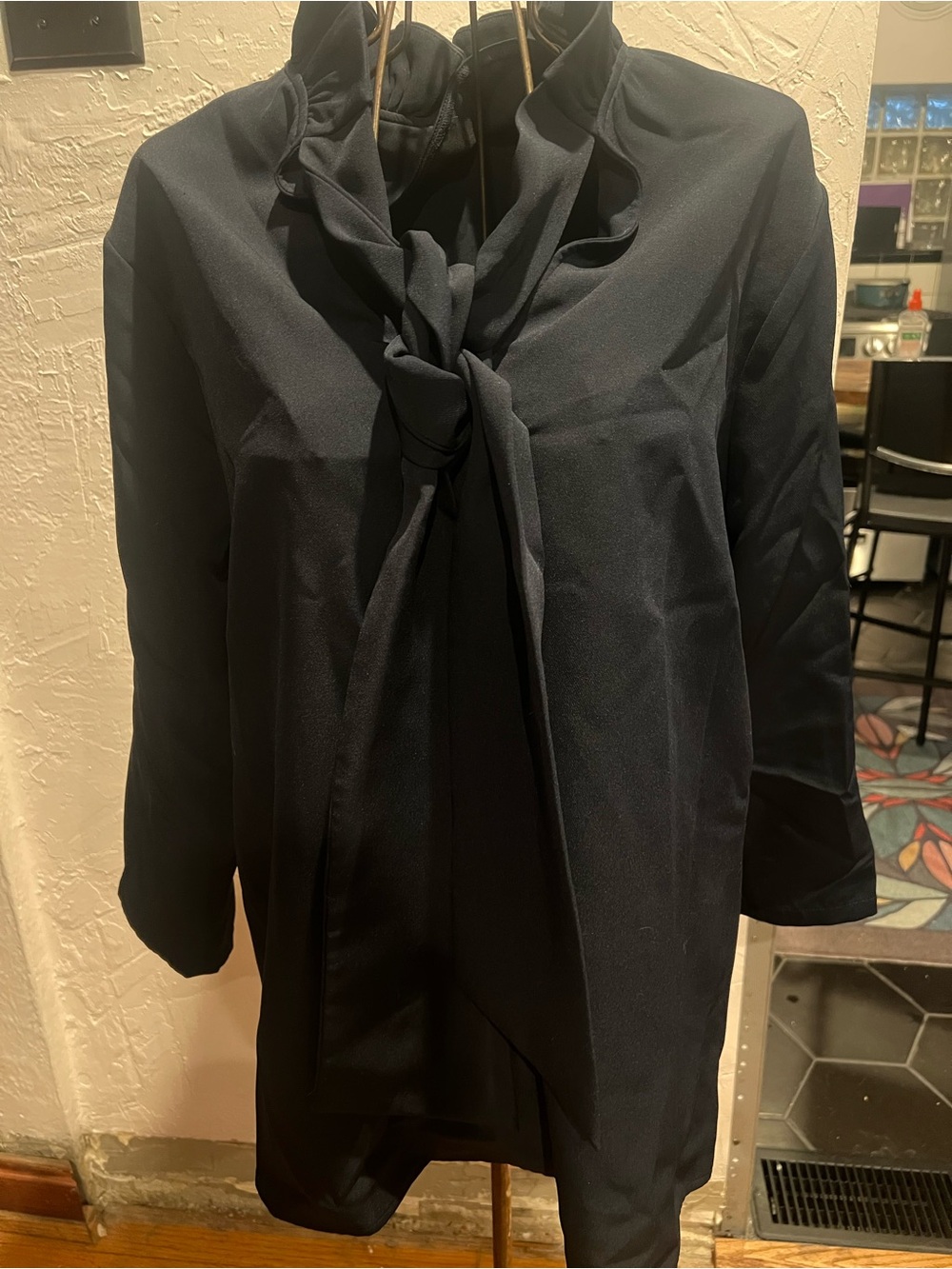 Tuckernuck Black Tie-Neck Blouse